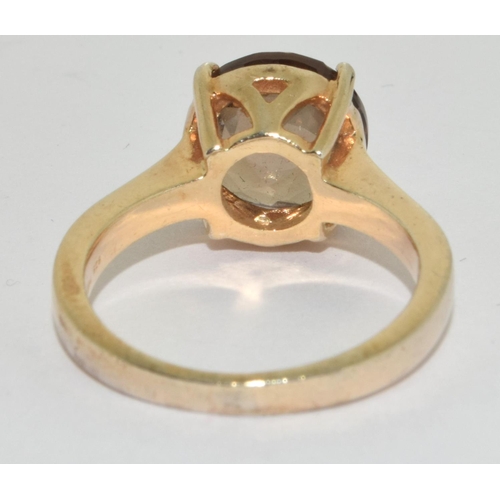 352 - Smokey quartz gold on 925 silver ring Size L 1/2.