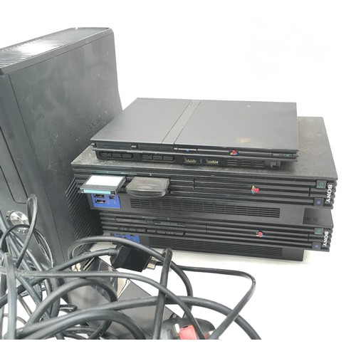 430 - Collection of Gaming Consoles Xbox One and 360, and a PlayStation 2 along with Controllers