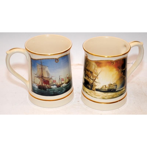 16 - Set of six Danbury Mint ceramic tankards commemorating the achievements of Horatio Nelson. All diffe... 