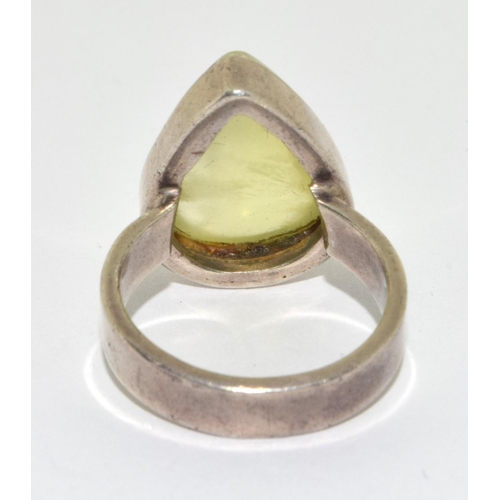 384 - Silver Chrysolite Ring. Size N