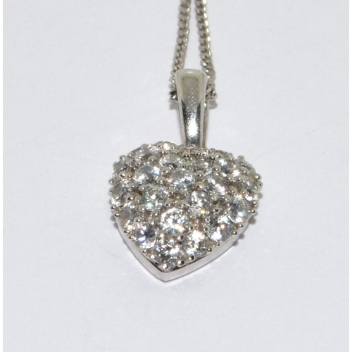 403 - 9ct white Gold Heart Necklace