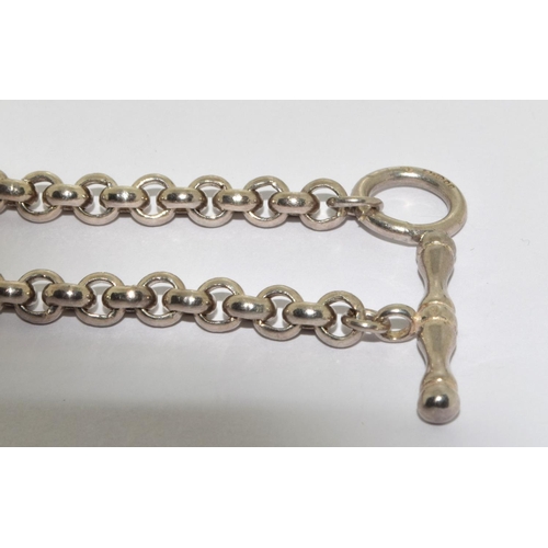 395 - Silver Belcher Watch Chain / Necklace with T Bar