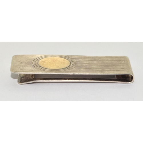 347 - Solid Silver Money Clip with Gold Center