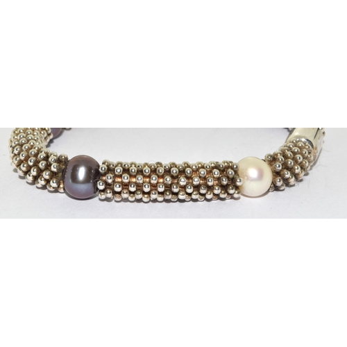 373 - Silver Links of London Effervescent Black & White Pearl Bracelet