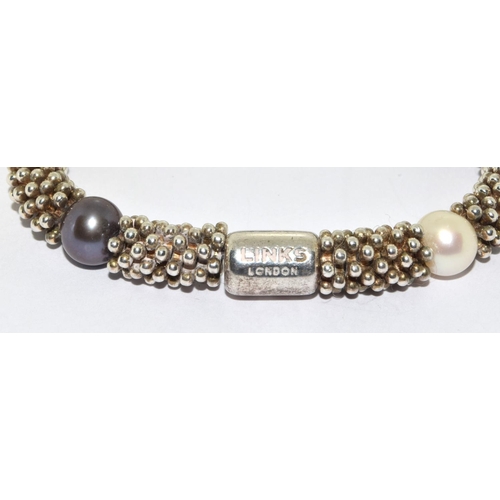 373 - Silver Links of London Effervescent Black & White Pearl Bracelet