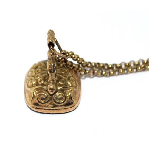 304 - 9ct Gold Chain & Fob Seal. 8g