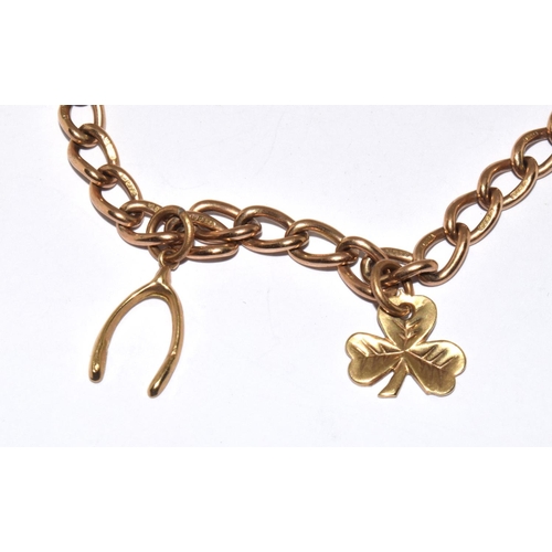 317 - 9ct Gold Bracelet with Heart Clasp & Safety Chain., all links individually hall marked, 14.5g