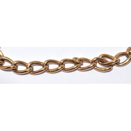 317 - 9ct Gold Bracelet with Heart Clasp & Safety Chain., all links individually hall marked, 14.5g