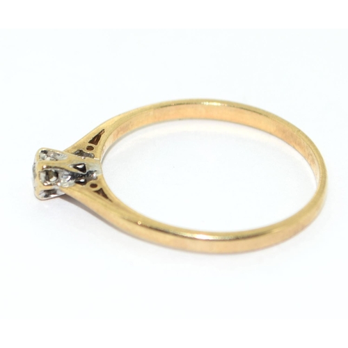 290 - 9ct Gold Ladies Diamond Solitaire Ring. Size N