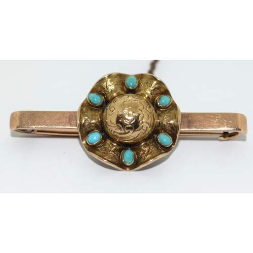 272 - 9ct Gold Brooch in the form of a Hat set with Turquoise. 5g