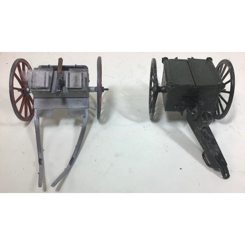 61 - Britains British 18 pdr. lumber carriage, a French 75mm lumber carriage together with a British Maxi... 