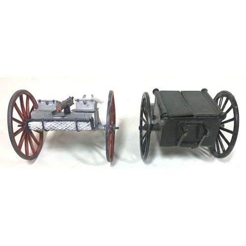 61 - Britains British 18 pdr. lumber carriage, a French 75mm lumber carriage together with a British Maxi... 