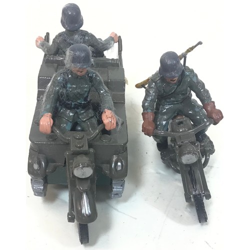 42 - Britains German WWII motorbike gun carriage Kettenkrad  with German soldiers.to include Britains