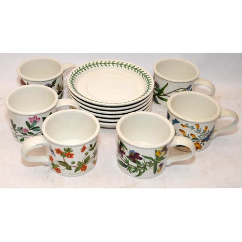 66 - Portmeirion Botanic Gardens  breakfast set comprising 6 mugs with saucers, 6 cereal bowls, conserve ... 