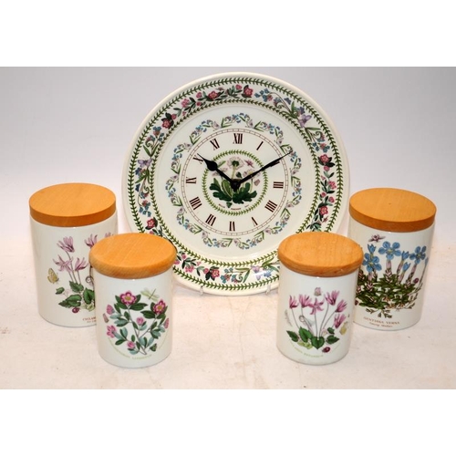 68 - A collection of Portmeirion Botanic Garden items to include a wall clock, plant pot, cookie jar, cak... 