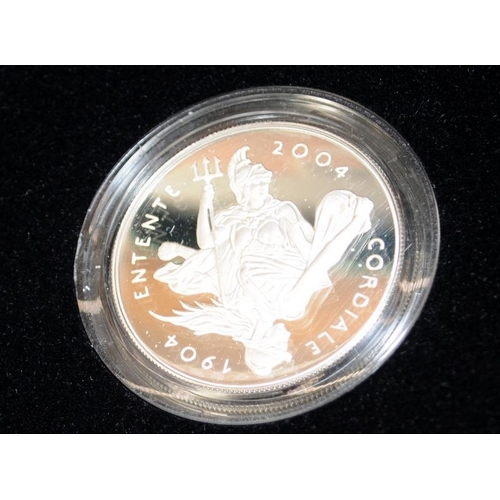 126 - Royal Mint 2004 silver proof piedfort Entente Cordiale £5 Five Pound Crown. Double usual thickness C... 