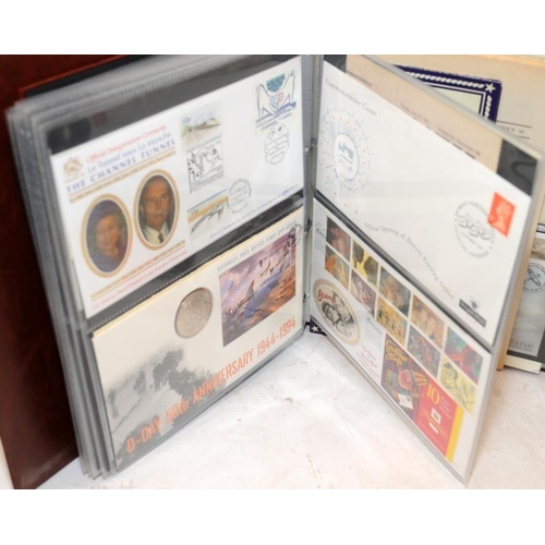 204 - Royal Mail Presentation album containing first day covers, coin covers and stamp booklets. Lot also ... 