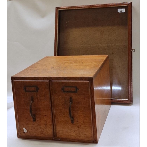 210 - Vintage wooden information card filing box together with a glazed front display box (2).