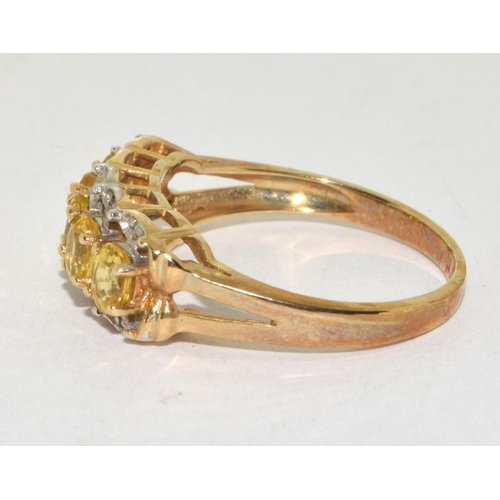 281 - 9ct gold ladies Citron and diamond ring size N