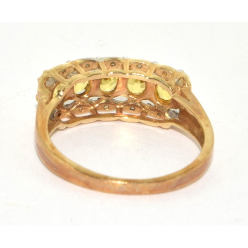 281 - 9ct gold ladies Citron and diamond ring size N