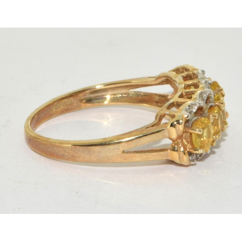 281 - 9ct gold ladies Citron and diamond ring size N