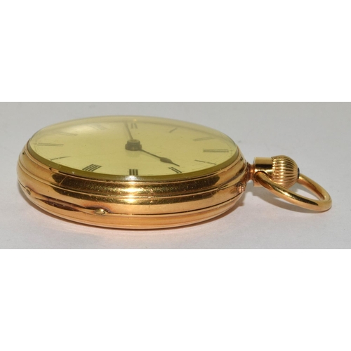 341 - 18ct gold full face pocket watch with roman numerals working when cataloged