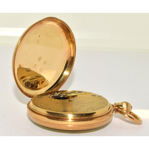 341 - 18ct gold full face pocket watch with roman numerals working when cataloged