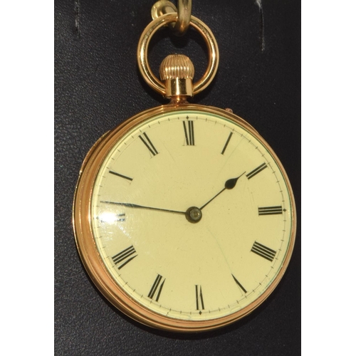 341 - 18ct gold full face pocket watch with roman numerals working when cataloged