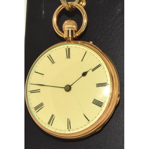 341 - 18ct gold full face pocket watch with roman numerals working when cataloged