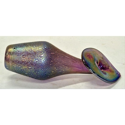 14 - Contemporary floral style iridescent art glass vase possibly an example by Mckenzie Art & Design 