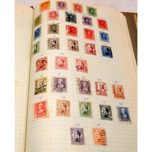 183 - Stamps: Vintage album containing a collection of Spanish stamps including early examples. Further in... 