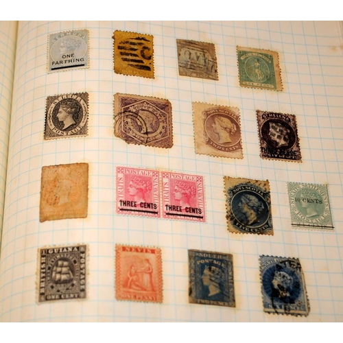 183 - Stamps: Vintage album containing a collection of Spanish stamps including early examples. Further in... 