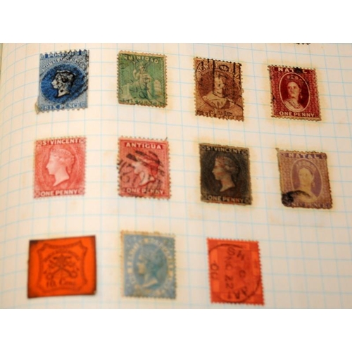 183 - Stamps: Vintage album containing a collection of Spanish stamps including early examples. Further in... 