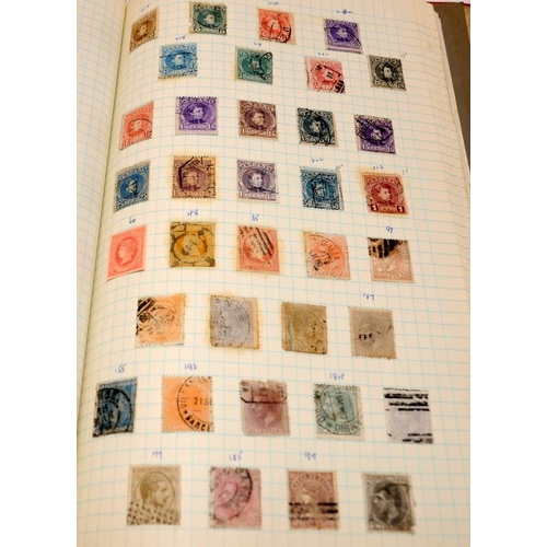 183 - Stamps: Vintage album containing a collection of Spanish stamps including early examples. Further in... 