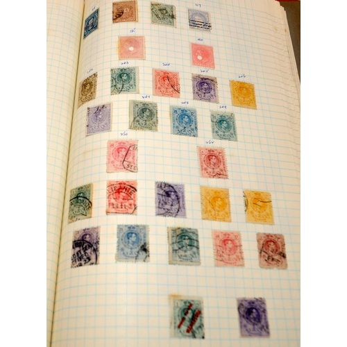 183 - Stamps: Vintage album containing a collection of Spanish stamps including early examples. Further in... 