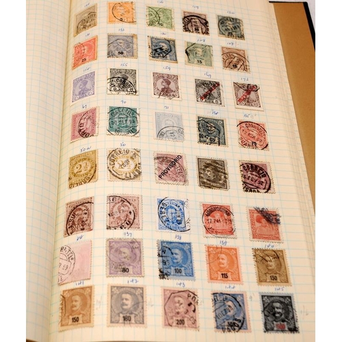 184 - Stamp album of mostly Portugal including early examples. At the back is a small collection from Ceyl... 