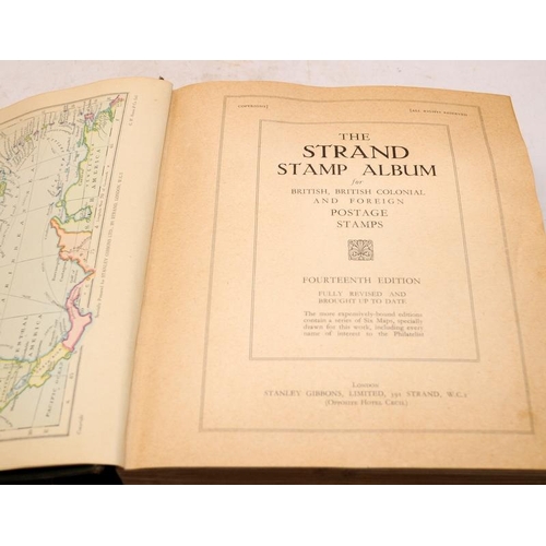 216 - Vintage 'The Strand' stamp album with a good selection of early world stamps. Worth looking through