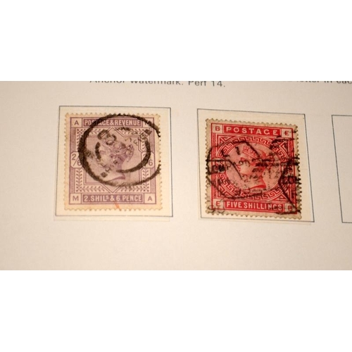 219 - Stamps: Good GB album with many early and high value examples. Includes a nice Penny Black with four... 