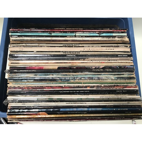 106 - BOX OF VARIOUS ROCK AND POP VINYL LP RECORDS. Artists here include - Moody Blues - ELO - Everly Brot... 
