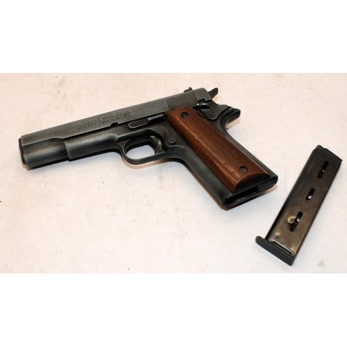 148 - Automatic Bruni 96 8mm 1911 style replica blank firing pistol. Re-enactment etc