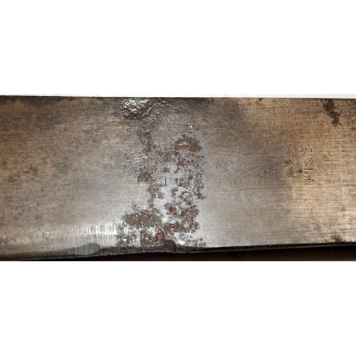 151 - British Martindale Birmingham No.1623 WW1 military machete with scabbard. Blade length 18