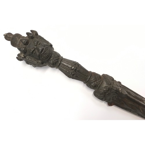 245 - Nepalese iron Vajra Mahakal Bhairab Phurba knife 22cm long.