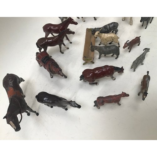 108 - Boxed lead Farm Animals Horses Goats and Donkey play worn