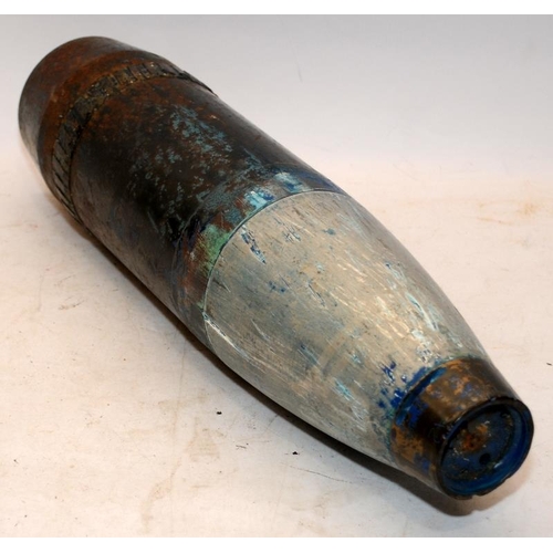 157 - A large and heavy inert artillery shell. 43cms tall