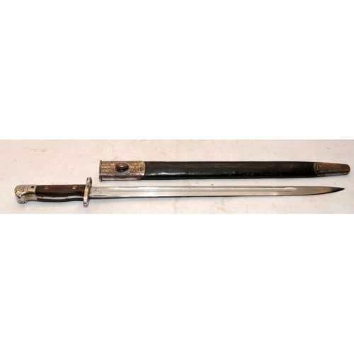 180 - WW1 British Military issue Wilkinson 1907 Pattern bayonet with scabbard. Blade length 43.5cms, o/all... 