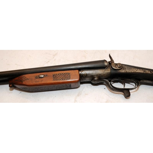 174 - Replica antique double barrel two trigger shotgun with working cocking and trigger mechanism. This f... 