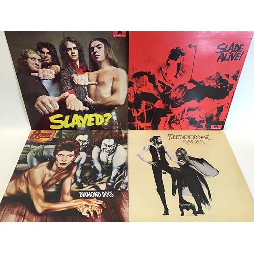 153 - SELECTION OF 4 VINYL ROCK RELATED ALBUMS. Here we have 2 x Slade vinyl albums ‘kSlayed + Slade Alive... 