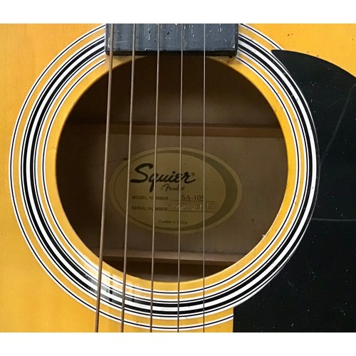 454 - SQUIER ACOUSTIC SA-105 GUITAR. This is a 6 string guitar and is in very good condition with some age... 