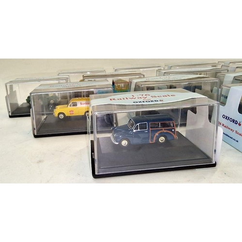 282 - Oxford group of 1:76 Railway Scale miniature die cast cars in display cases (20).