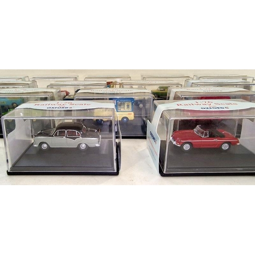 282 - Oxford group of 1:76 Railway Scale miniature die cast cars in display cases (20).